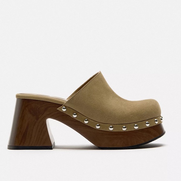 ZARA platform suede clog mules - Picture 1 of 12